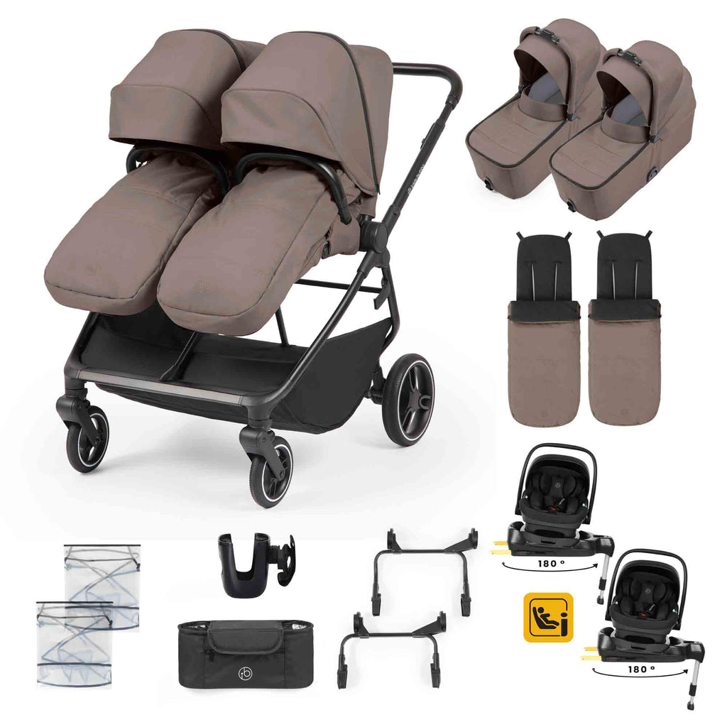 Ensemble de voyage Altair pour jumeaux - 17 éléments avec sièges auto Nimbus i-Size et bases ISOFIX pivotantes à 180°